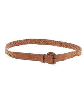 Tan Braided Woven Leather Belt - small